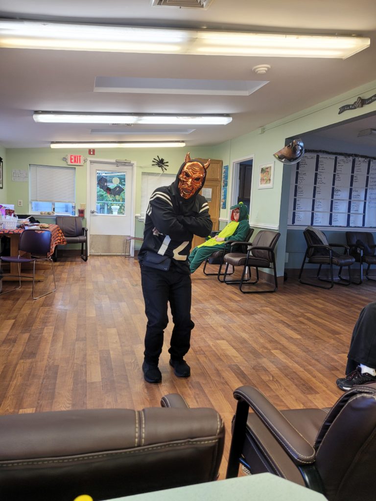 Man in Devil Mask Poses