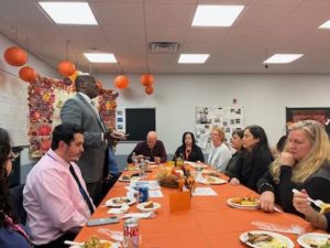 employees enjoying friendsgiving