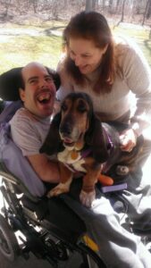 David Novy, his mother and his dog.