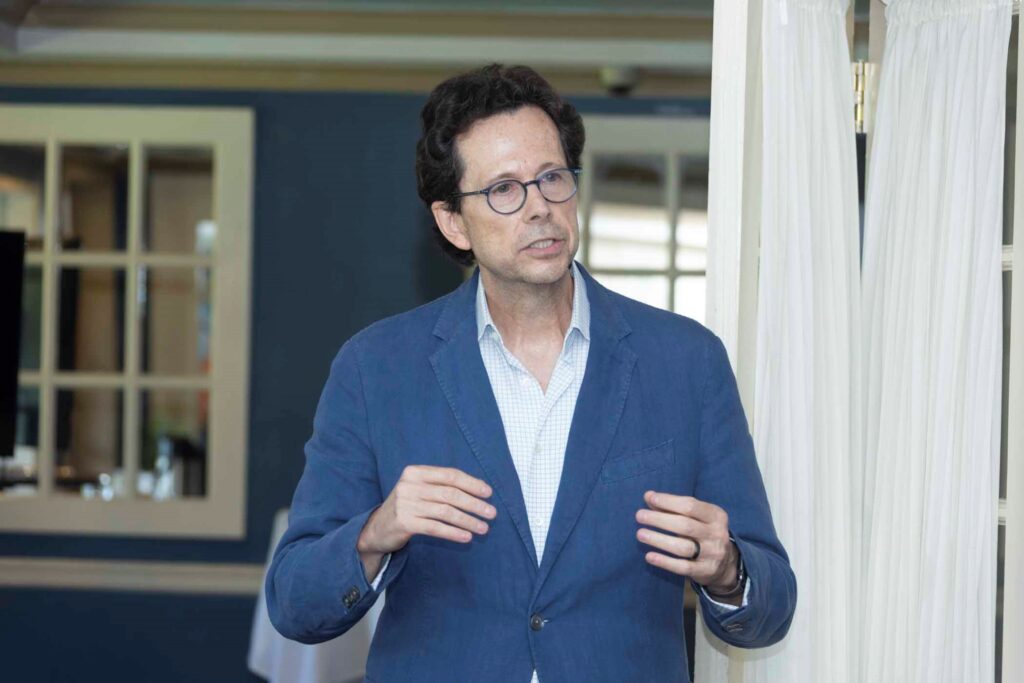Jim Badke, father of Amanda Badke, speaking at the event