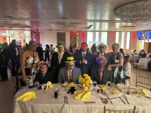Residents and staff of Ontario Avenue donned their party accessories before heading to the dance floor.
