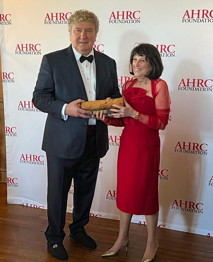 linda-raff-award | Citizens Options Unlimited AHRC Foundation Board President Tom Rosicki with Leadership Award recipient, Camp Loyaltown Inc. President Linda Raff.