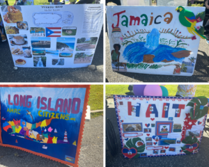 A collage of signs about different islands created for the party.