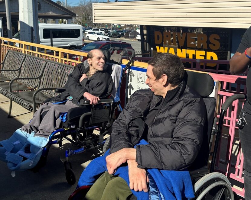 Bobby Karp and Spencer Aronson at Huntington Train Station.