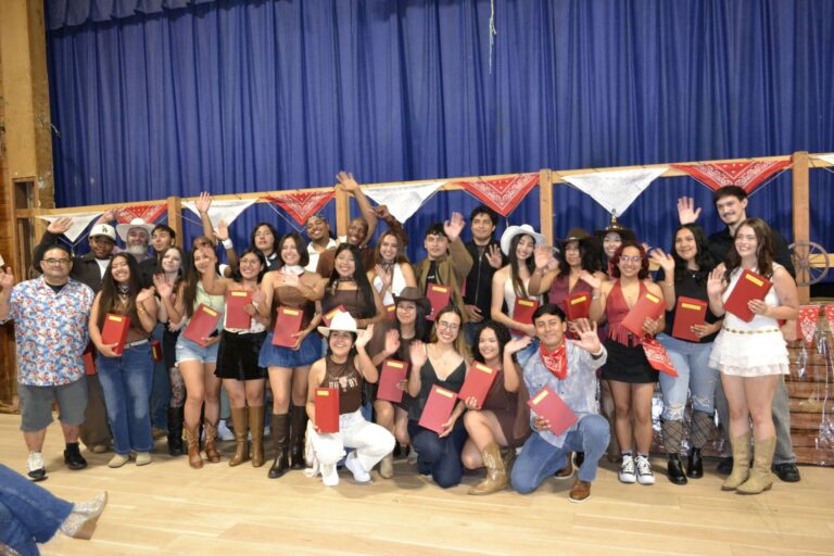 Camp Loyaltown staff and counselors dressed up in rodeo outfits for Staff Appreciation Night
