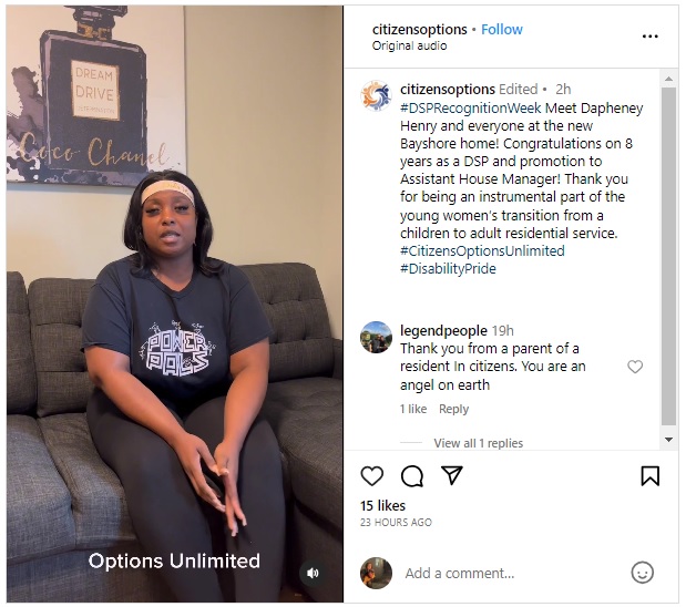 Screenshot of video of Dapheney on Instagram