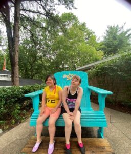Saxon Avenue residents pose for a photo at Splish Splash