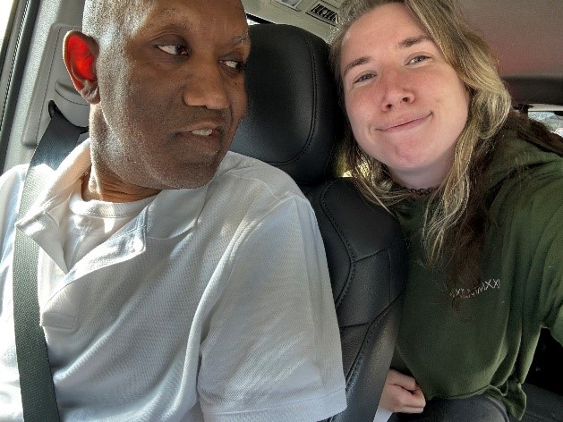 Andrea Sparks takes a selfie with a resident