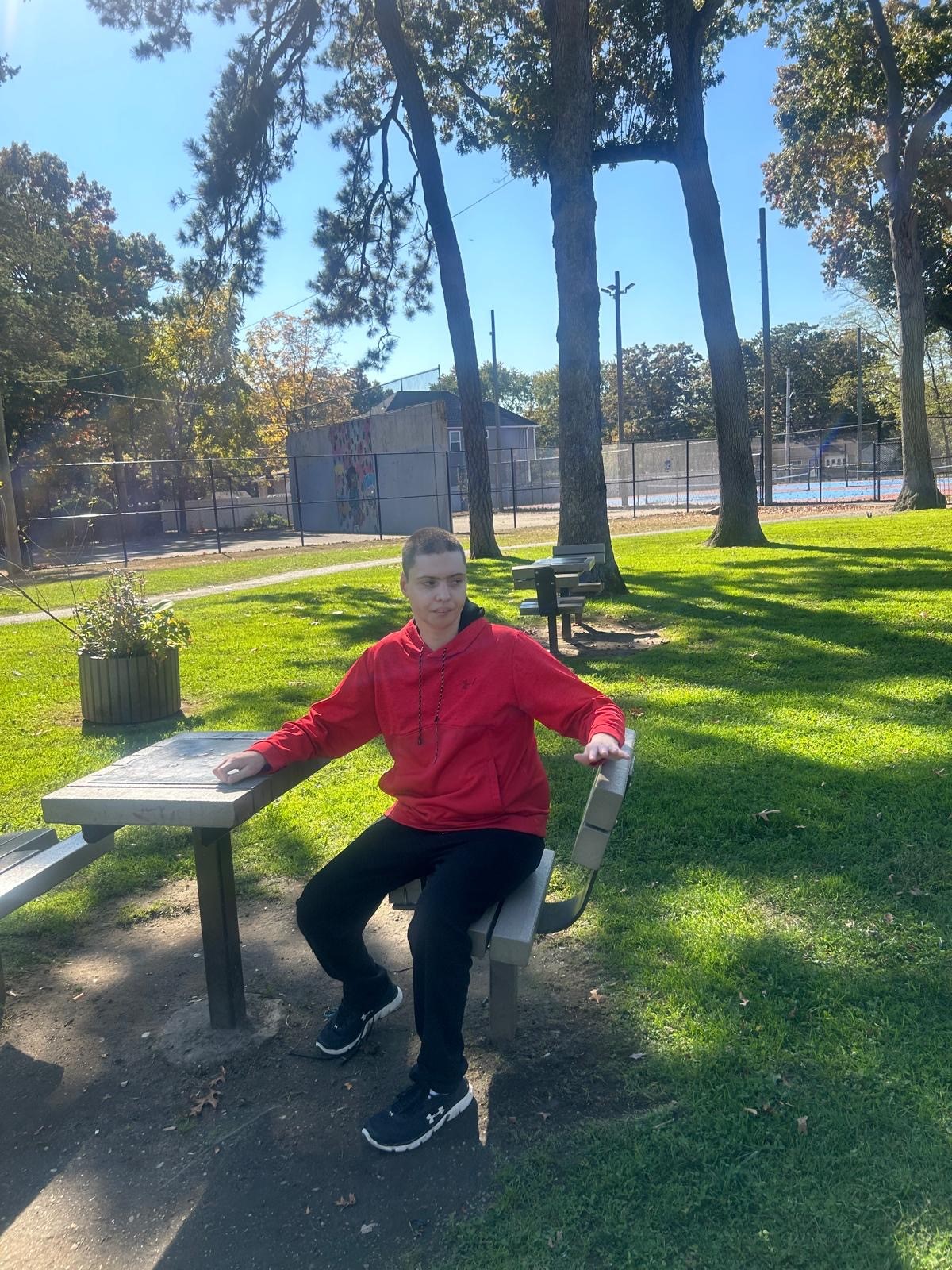 Nicholas Jacovelli in the park as part of day program