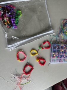 Ruth's handmade beaded bracelets.