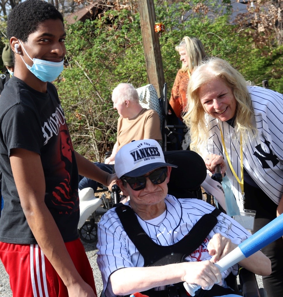 Members of the Shoreham Sluggers baseball team get ready for the game
