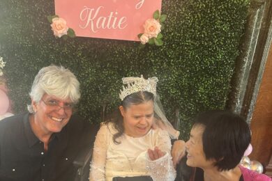 Catherine D'Onofrio with her brother and sister-in-law at her birthday party.