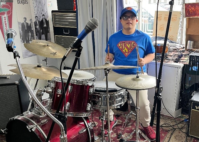 Just Azanero plays the drums as part of his self-direction services