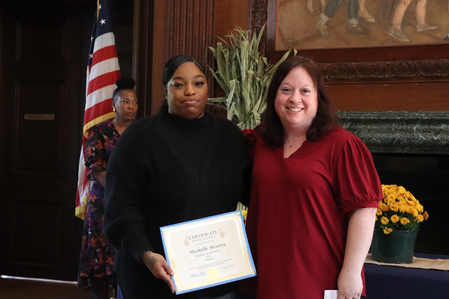 Employee of the quarter Michelle Nerette with Deanna Allen