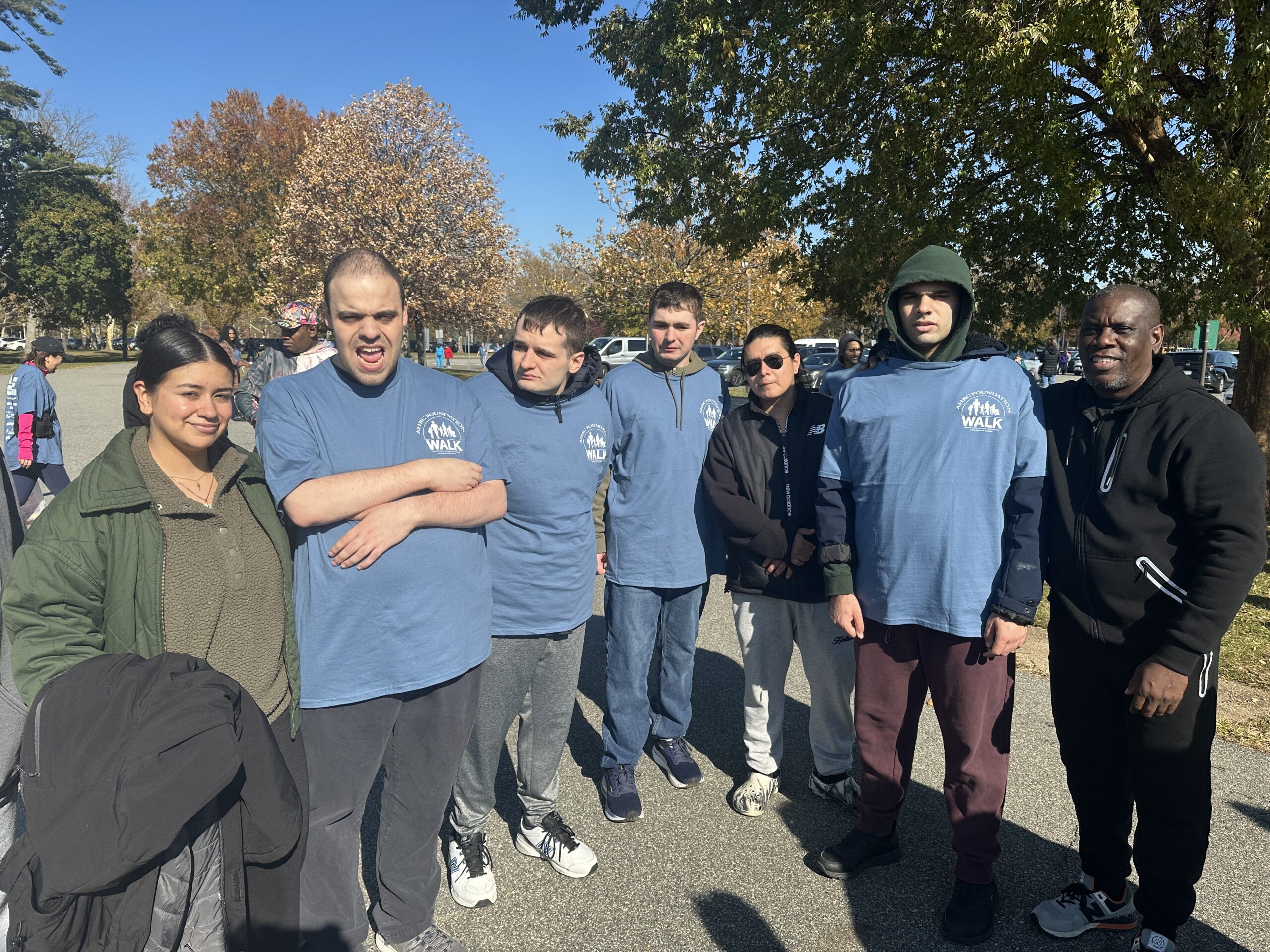 Seven people supported by and staff members of Citizens at the AHRC Foundation Walk.