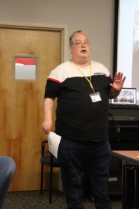 Steven Barsh, Secretary of the Residential Council, leading a presentation on safe driving.