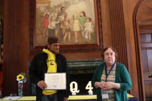 Bruce Grady receives his Employee of the Quarter award